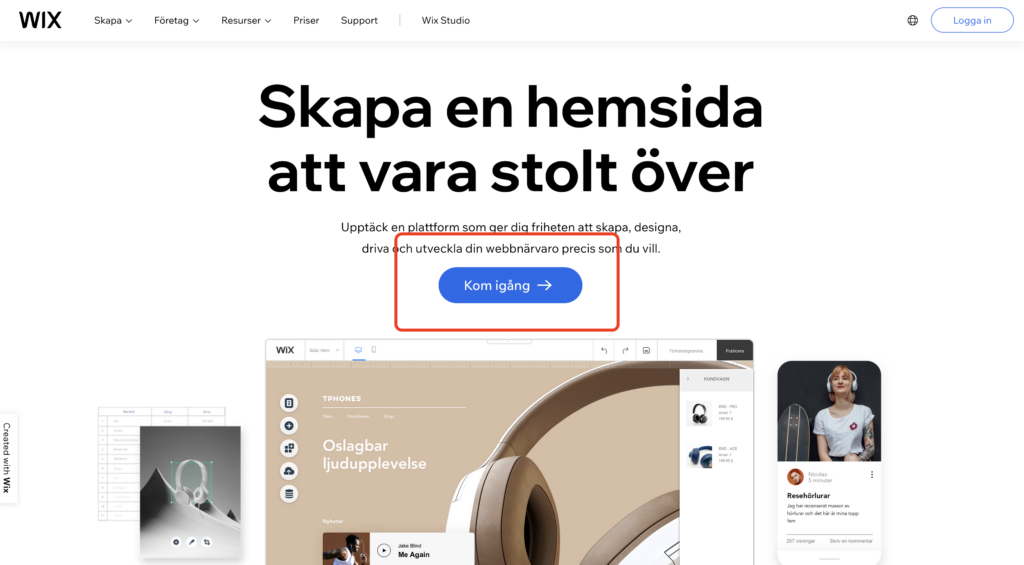 Wix.com hemsida